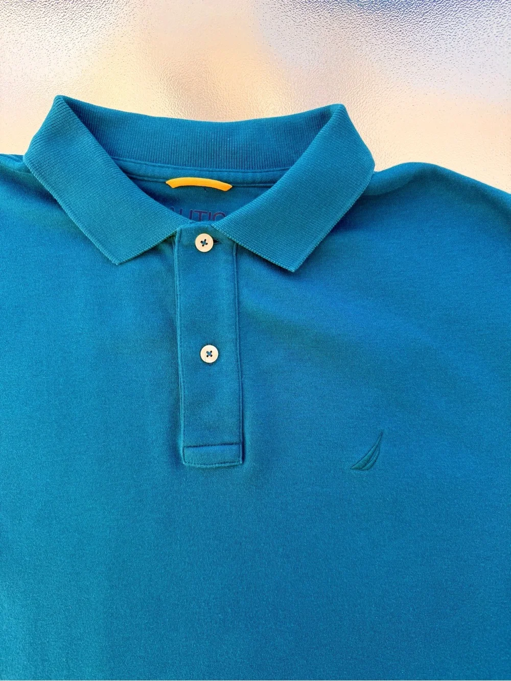 Nautica Teal Blue Classic Fit Cotton Deck Polo Shirt ~ Men’s Medium - Picture 3 of 8